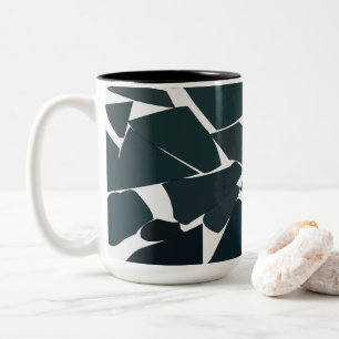 Blue Grey Modern Geometric Two-Tone Coffee Mug