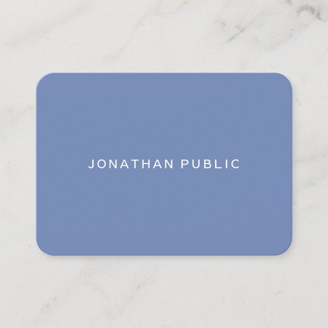Blue Grey Modern Minimalistic Trendy Simple Plain Business Card (Front)