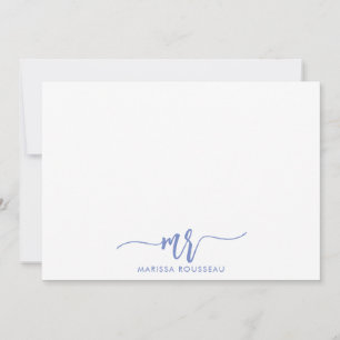 Blue Grey Modern Script Initial Name Card