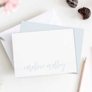 Blue Grey   Modern Scripted Name Personalised Card