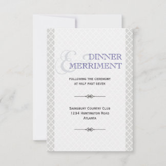 Blue grey Moroccan ampersand reception enclosure Invitation