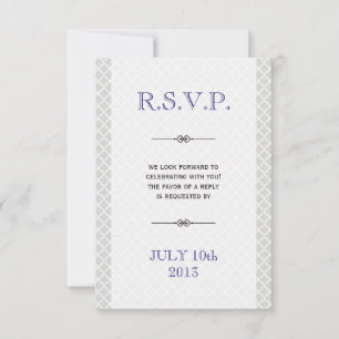 Blue grey Moroccan tile ampersand wedding response Invitation