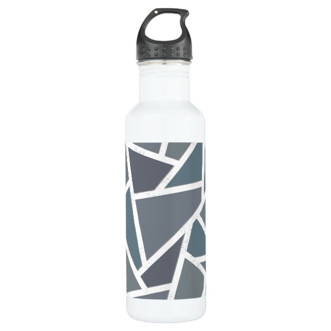 Blue-grey mosaic pattern 710 ml water bottle (Front)