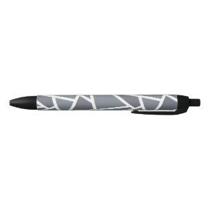 Blue-grey mosaic pattern black ink pen