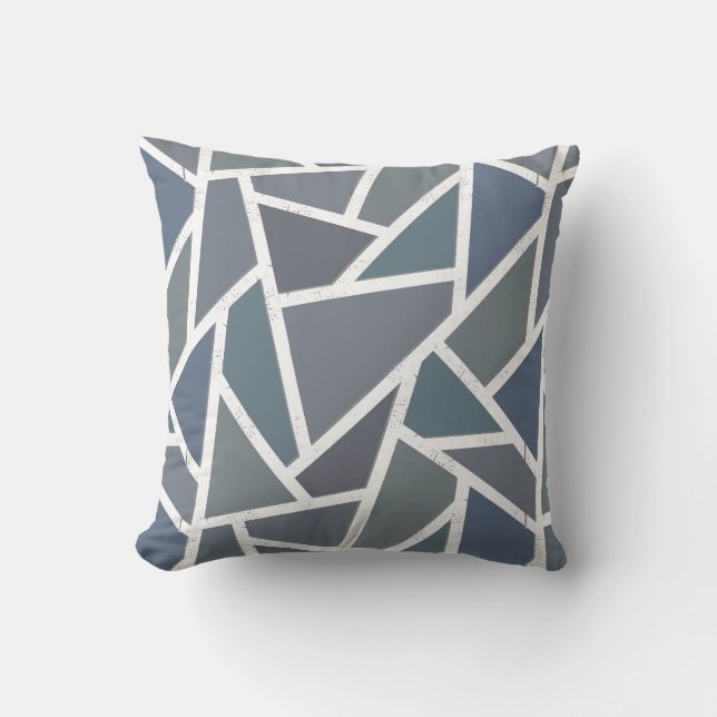 Blue-grey mosaic pattern cushion (Front)