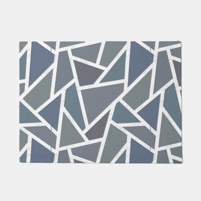 Blue-grey mosaic pattern doormat (Front)