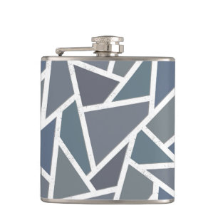 Blue-grey mosaic pattern hip flask