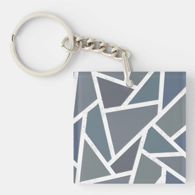 Blue-grey mosaic pattern key ring (Front)