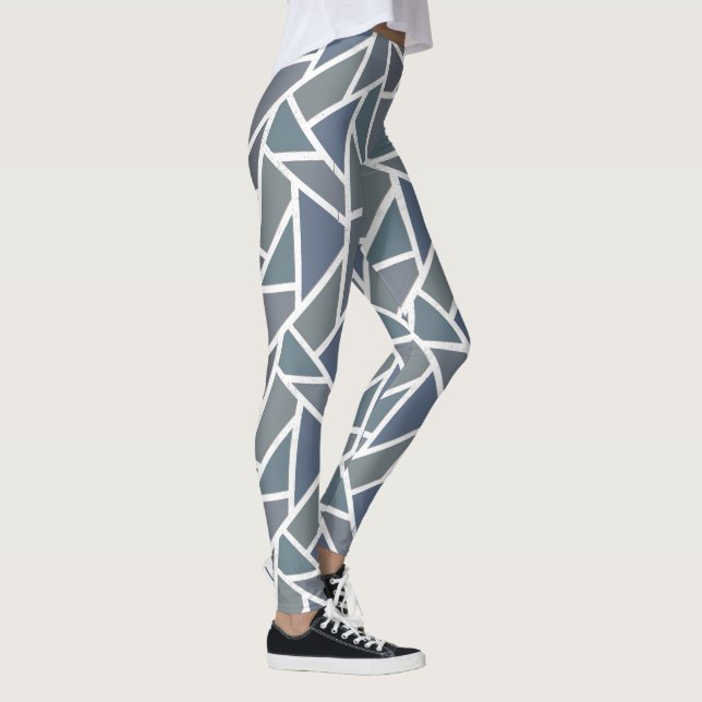 Blue-grey mosaic pattern leggings (Right)