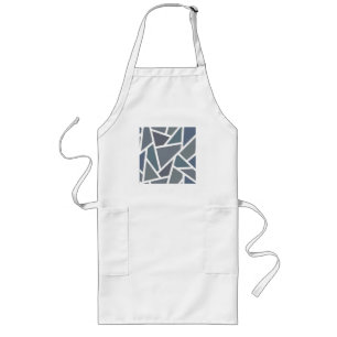 Blue-grey mosaic pattern long apron