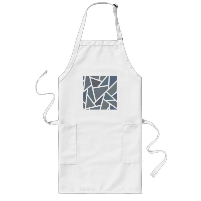 Blue-grey mosaic pattern long apron (Front)