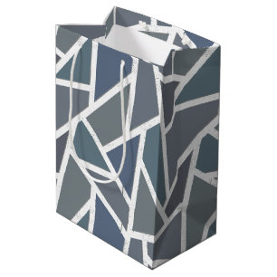 Blue-grey mosaic pattern medium gift bag