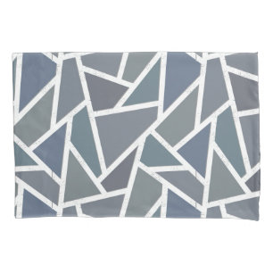 Blue-grey mosaic pattern pillowcase