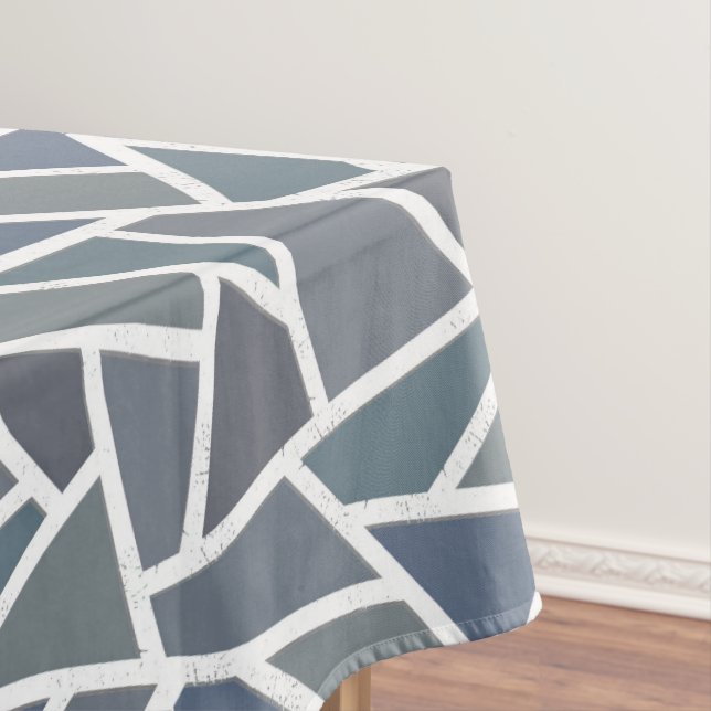Blue-grey mosaic pattern tablecloth (In Situ)