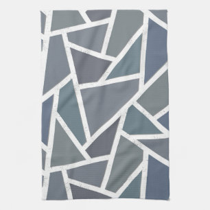 Blue-grey mosaic pattern tea towel