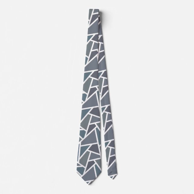 Blue-grey mosaic pattern tie (Front)