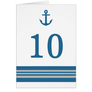 Blue Grey Nautical Anchor Table Number Card