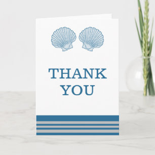 Blue Grey Nautical Seashells Thank You Card