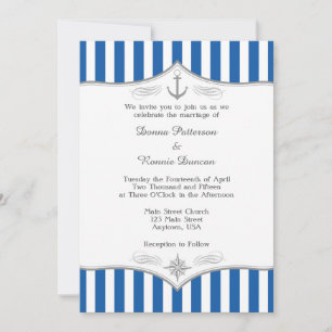 Blue Grey Nautical Wedding Invitation