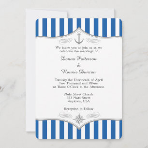 Blue Grey Nautical Wedding Invitation