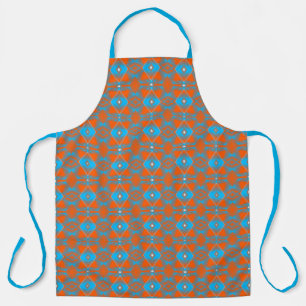 Blue Grey Orange Ombre Geometric Abstract Art Apron