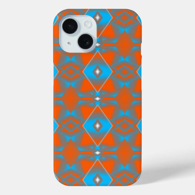 Blue Grey Orange Ombre Geometric Abstract Art Case-Mate iPhone Case (Back)
