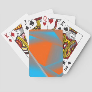 Blue Grey Orange Ombre Geometric Abstract Art Playing Cards