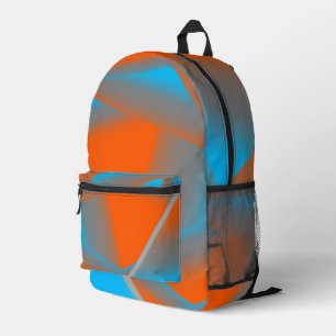 Blue Grey Orange Ombre Geometric Abstract Art Printed Backpack