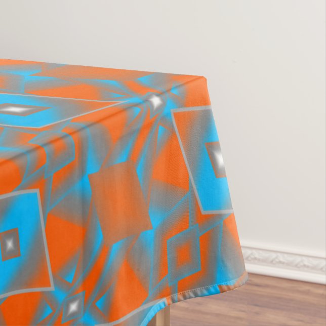  Blue Grey Orange Ombre Geometric Abstract Art  Tablecloth (In Situ)