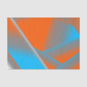 Blue Grey Orange Ombre Geometric Abstract Art Tissue Paper