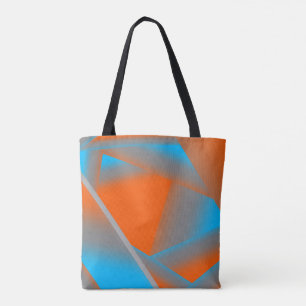 Blue Grey Orange Ombre Geometric Abstract Art Tote Bag