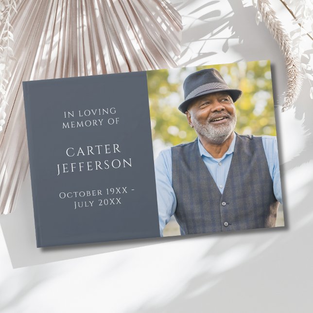 Blue Grey Photo Memorial Guest Book (Photo Memorial Guest Book)