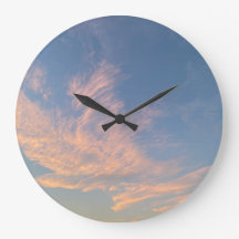 Blue Grey Pink Pastel Cloud Wall Clock 