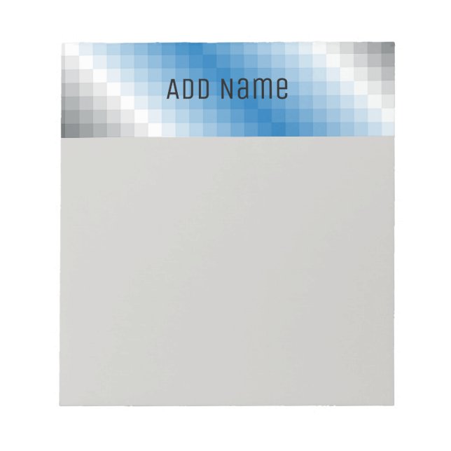 Blue Grey Pixel Personalised Note Pad 5.5 x 6 (Front)