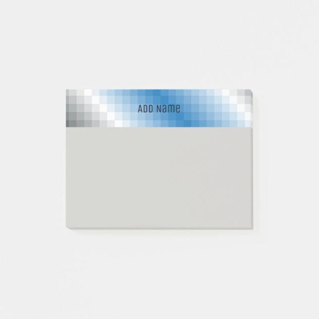 Blue Grey Pixel Personalised Post it notes (4x3) (Front)