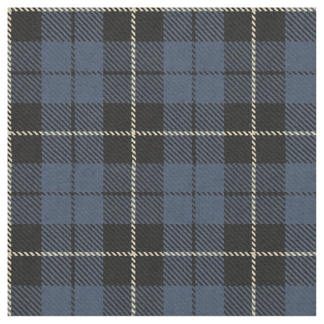 Blue/Grey plaid white/black stripe Fabric (Close Up)