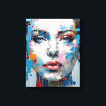 Blue & Grey Pop Art Beauty Portrait｜Colour Bars Canvas Print<br><div class="desc">A woman character on top of a face, in the vibrant style of pop art. With bright pastel grey and blue hues, this artwork is a visual treat. Featuring colourful impasto style, it's a quirky blend of beautiful, dotted, and romanticised figures. Explore our collection of unique home decor, t-shirts, and...</div>