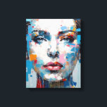 Blue & Grey Pop Art Beauty Portrait｜Colour Bars Canvas Print<br><div class="desc">A woman character on top of a face, in the vibrant style of pop art. With bright pastel grey and blue hues, this artwork is a visual treat. Featuring colourful impasto style, it's a quirky blend of beautiful, dotted, and romanticised figures. Explore our collection of unique home decor, t-shirts, and...</div>