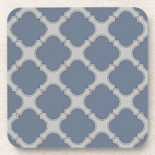 Blue-grey quatrefoil coaster