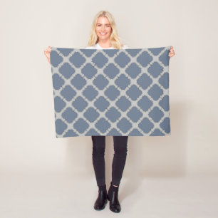 Blue-grey quatrefoil fleece blanket