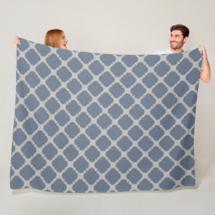Blue-grey quatrefoil fleece blanket