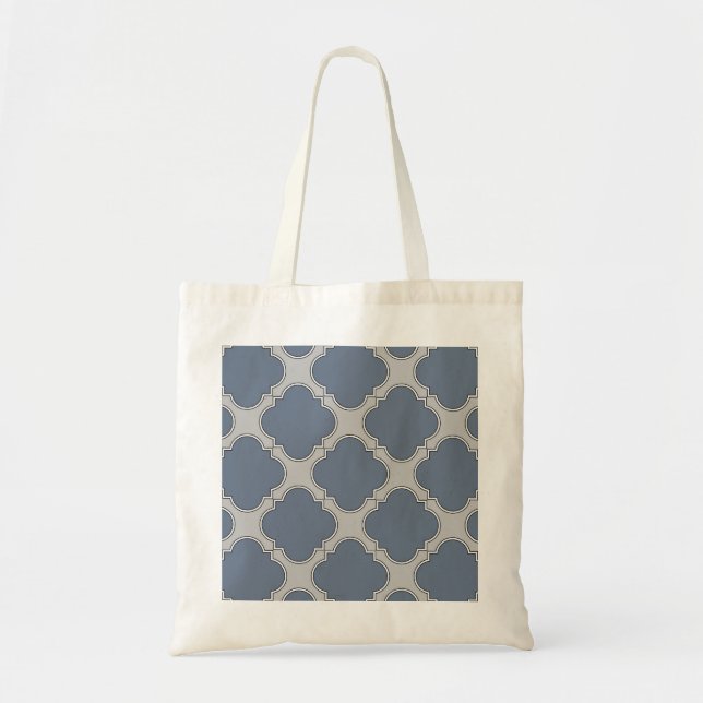 Blue-grey quatrefoil tote bag (Front)