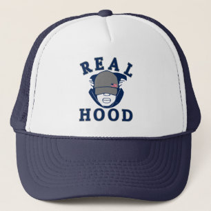 Blue GREY REAL HOOD guy in hoodie Trucker Hat