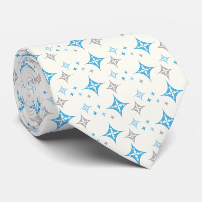 Blue & Grey Retro Men’s Neck Tie (Rolled)