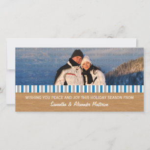 Blue/Grey Rustic Stripes Photo Card