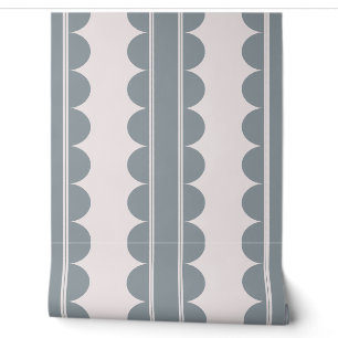 Blue-Grey Scalloped Wallpaper