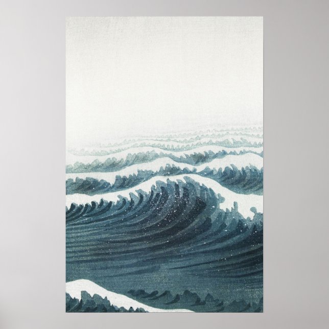 Blue Grey Seascape Art Poster (Front)