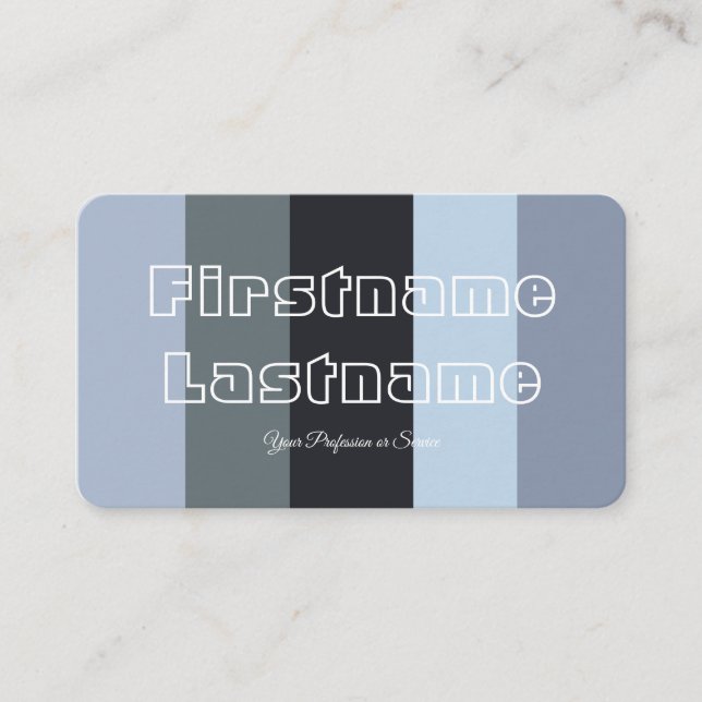 Blue grey shades colour palette calligraphy QR-Cod Business Card (Front)