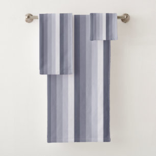 Blue grey shadow stripes bath towel set