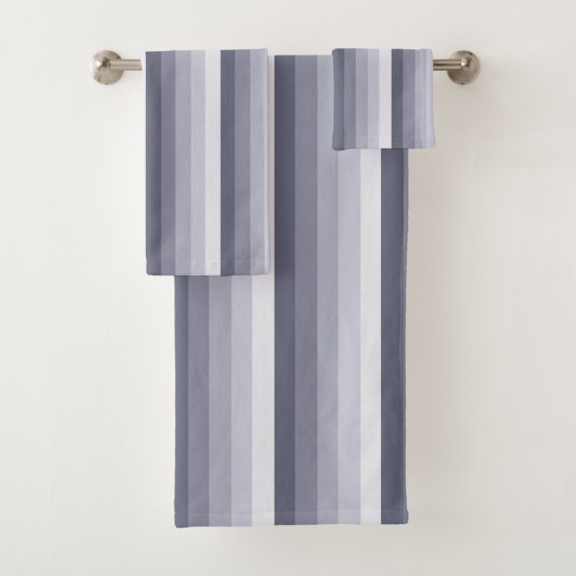 Blue grey shadow stripes bath towel set (Insitu)